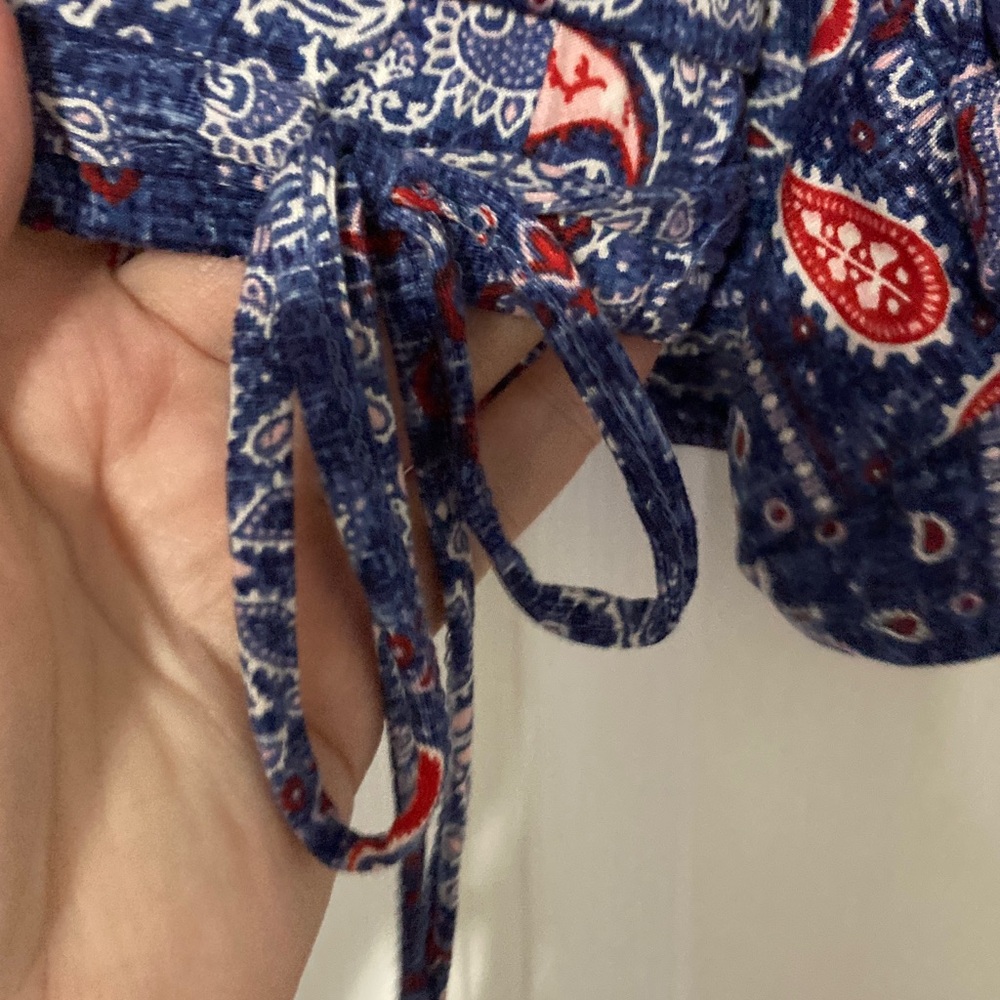 Blue and Red Paisley Bandana print 2 piece pajama sets - Picture 7 of 9